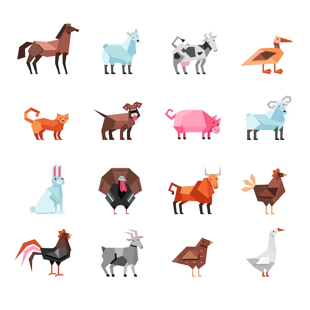 Geometric Farm Animals Set