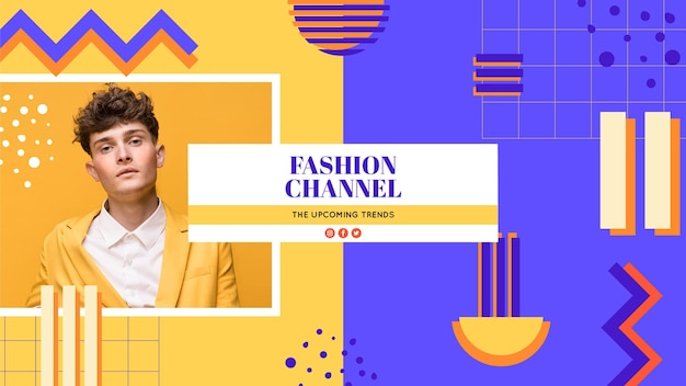 Free vector geometric fashion youtube channel art