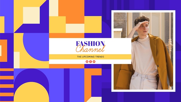 Free vector geometric fashion youtube channel art