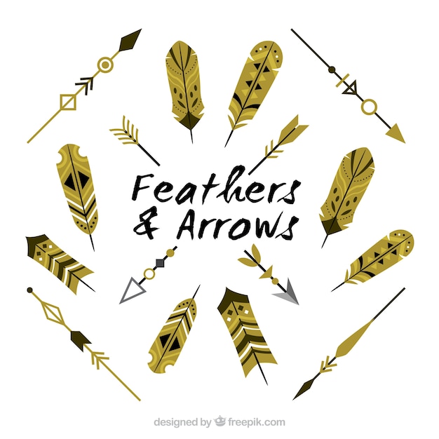 Free vector geometric feathers and arrows in flat design