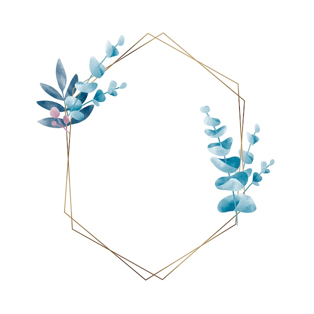 Free vector geometric frame with leaves vector