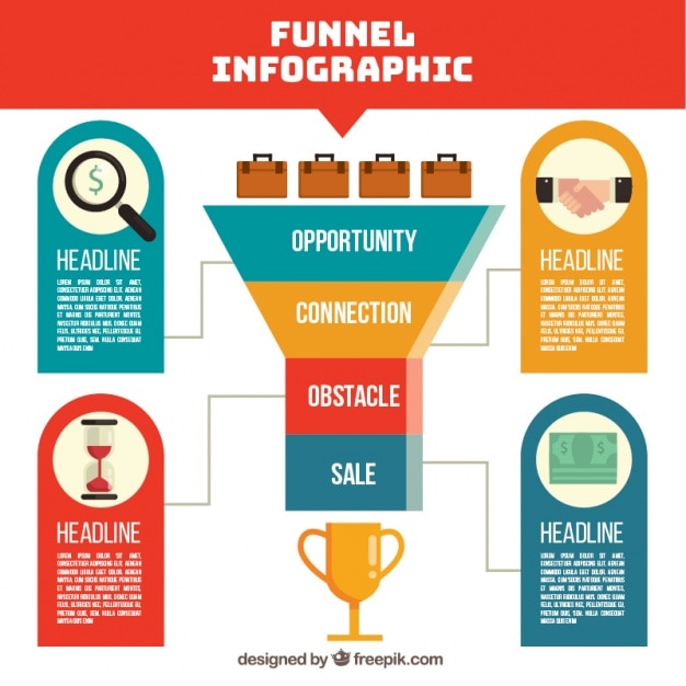 Free vector geometric funnel infographic