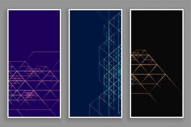 Набор геометрических футуристических вертикальных баннеров