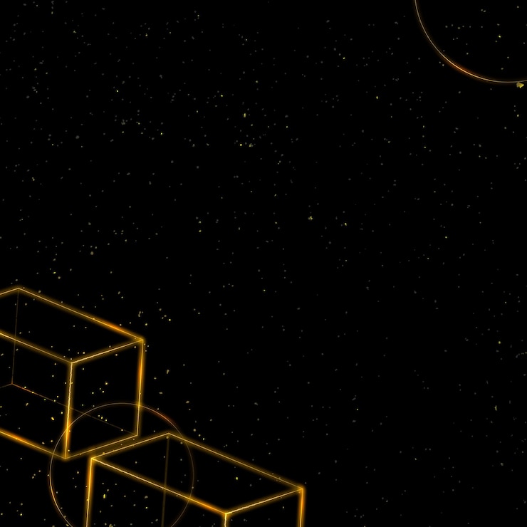 Free Vector geometric gold neon 3d cuboid background vector