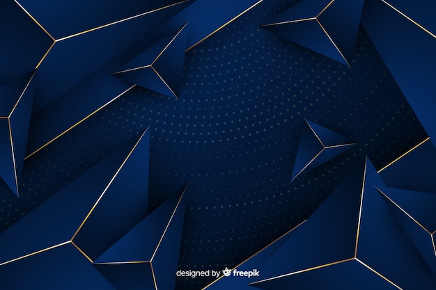 Free vector geometric golden and blue background