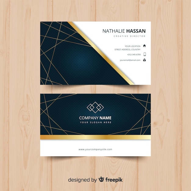 Free vector geometric golden business card template