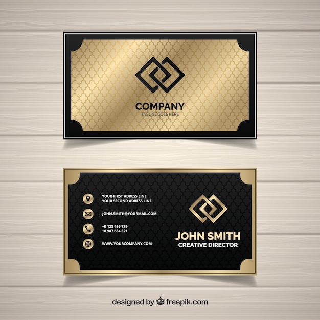 Free vector geometric golden business card
