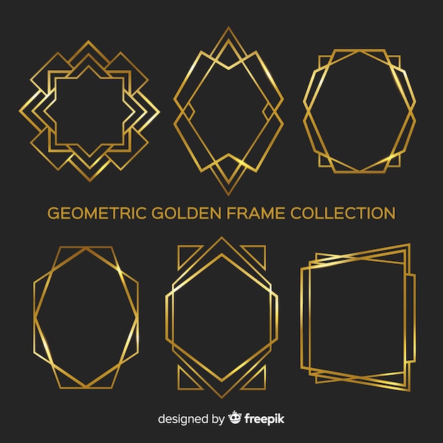 Free vector geometric golden frame collection