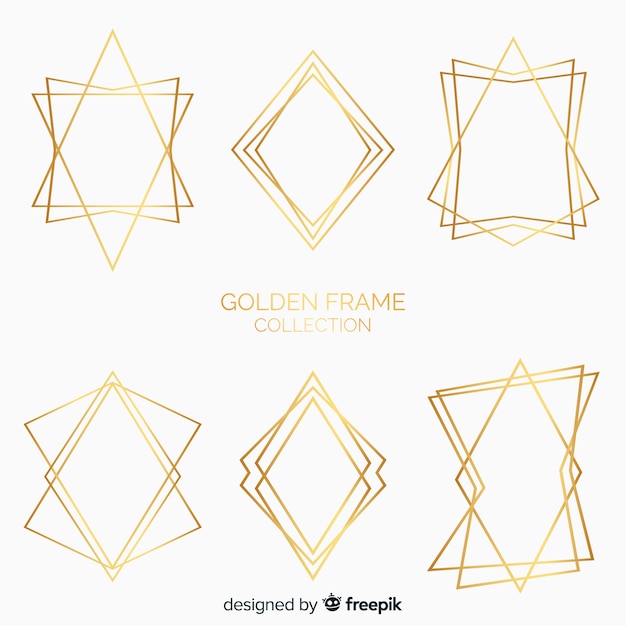 Free vector geometric golden frame collection