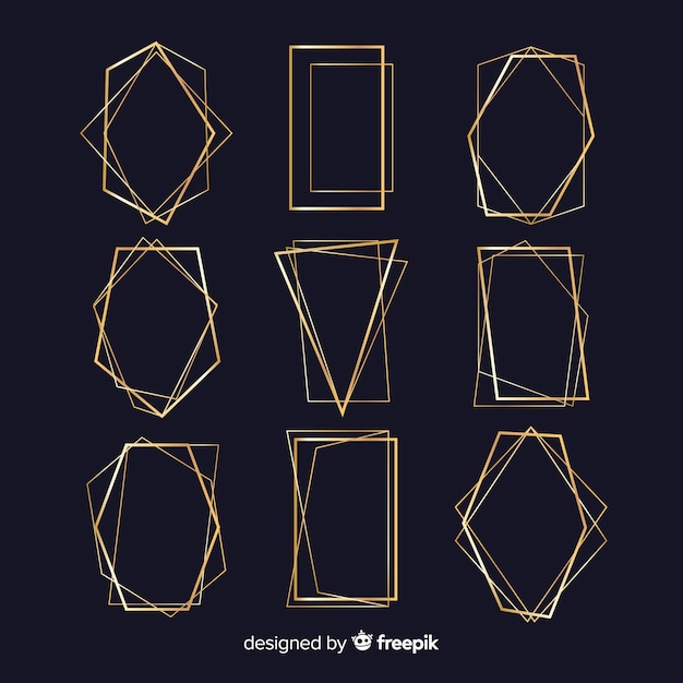 Free vector geometric golden frame collection