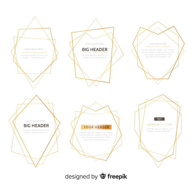 Free vector geometric golden frame collection