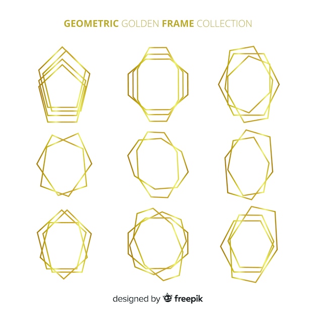 Free vector geometric golden frame collection