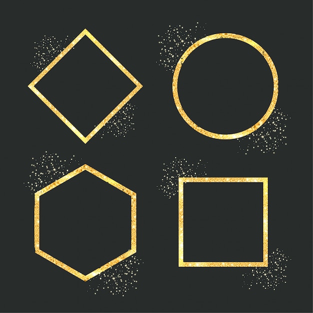 Geometric golden glitter frame