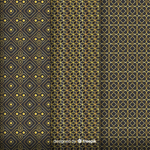 Free vector geometric golden luxury pattern assemble