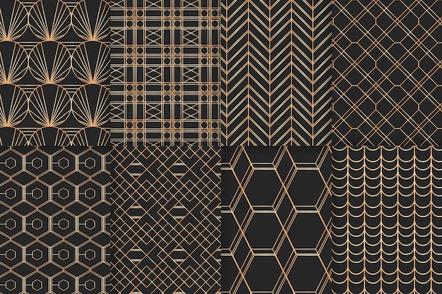 Geometric golden luxury pattern set