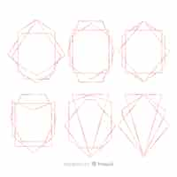 Free vector geometric golden rose frame collection