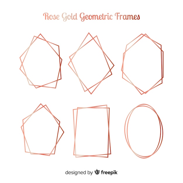 無料ベクター 幾何学的なゴールデンローズフレームコレクション
