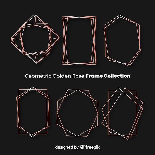 Free vector geometric golden rose frames