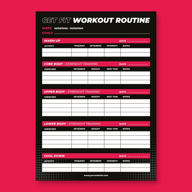Geometric gradient get fit gym workout routine checklist