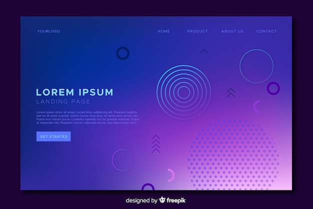 Geometric gradient landing page template