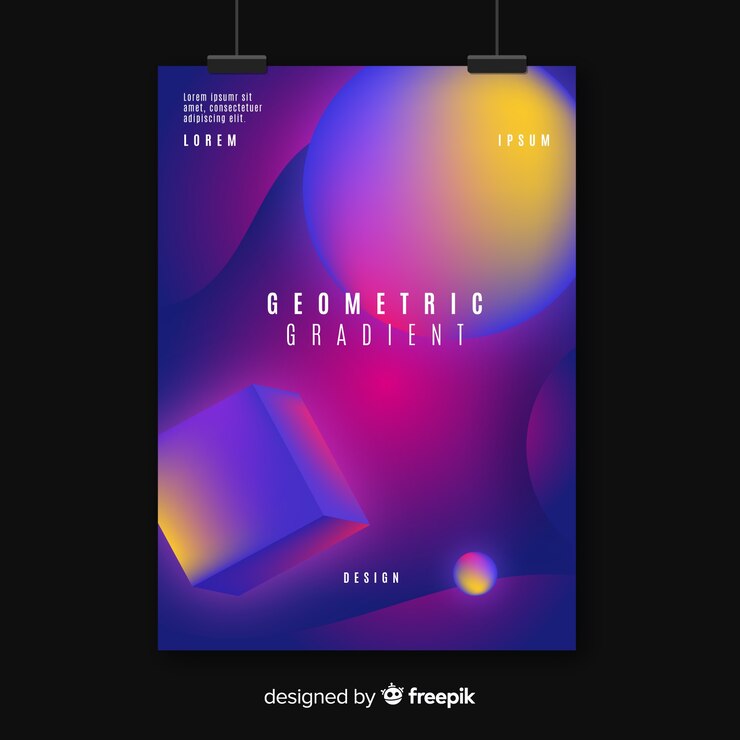 무료 Vector 기하학적 그라데이션 포스터 템플릿