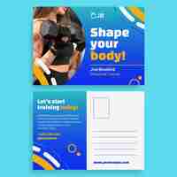 Free vector geometric gradient shape your body personal trainer postcard