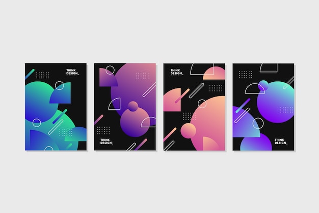 Free vector geometric gradient shapes covers on dark background