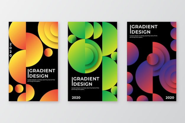 Geometric gradient shapes covers on dark background