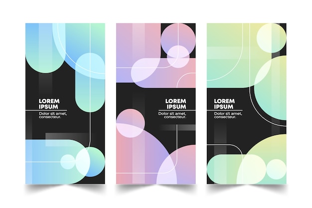 Free vector geometric gradient shapes covers on dark background