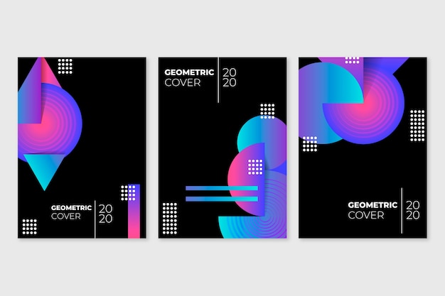 Free vector geometric gradient shapes covers on dark background