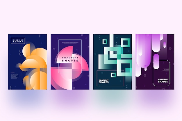 Free vector geometric gradient shapes covers on dark wallpaper