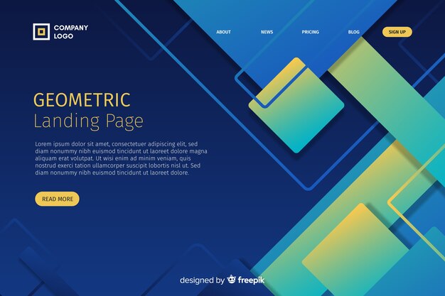 幾何学的グラデーション図形ランディングページテンプレート