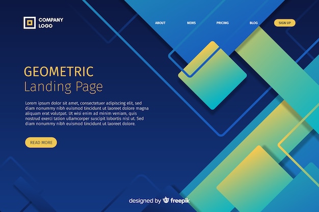 Geometric gradient shapes landing page template