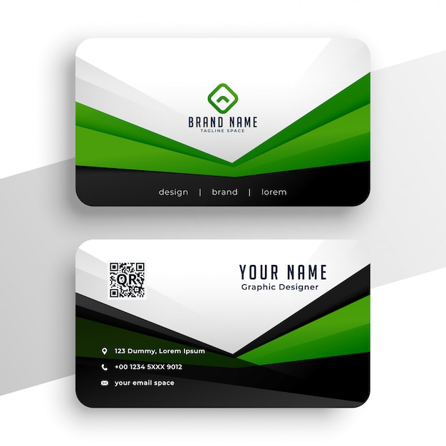 Free vector geometric green business card professional design template