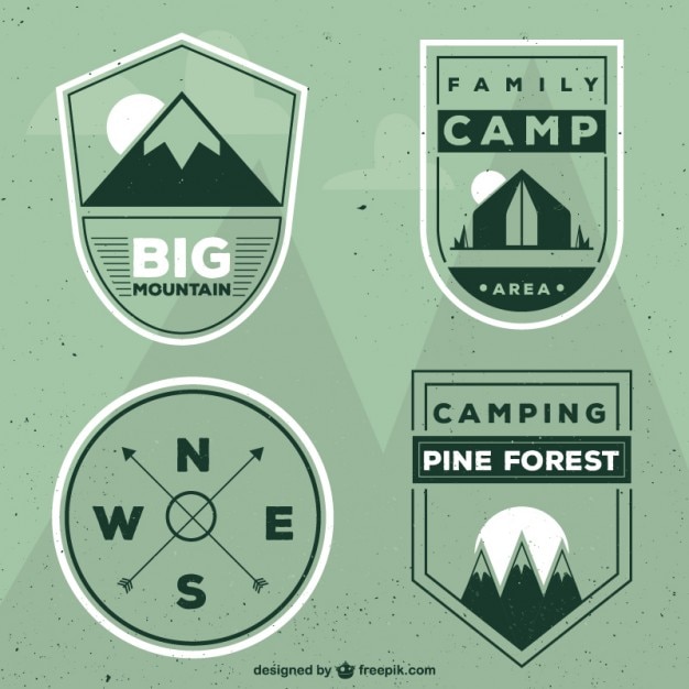 Free vector geometric green camps emblems