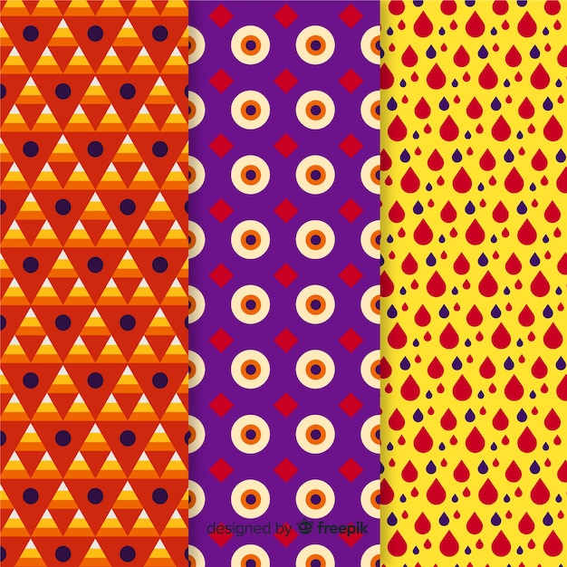 Geometric halloween pattern collection