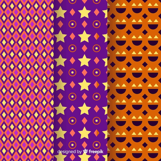 Geometric halloween pattern collection