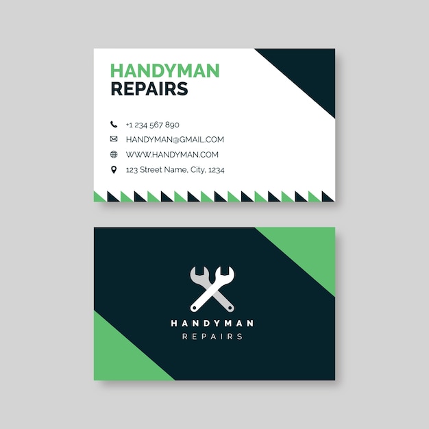 Geometric handyman repairs business card