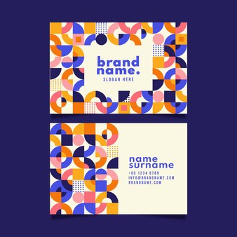 geometric horizontal double-sided business card template