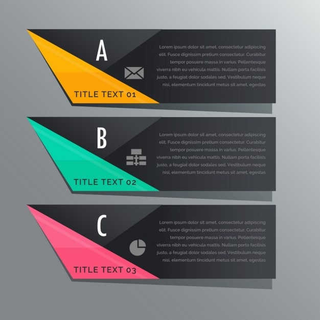 Free vector geometric infographic banners of three steps