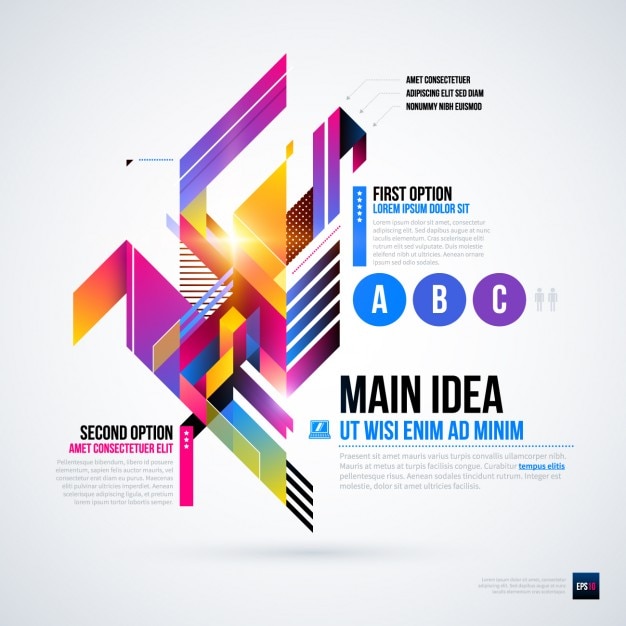 オプションと明るい色と幾何学的なインフォグラフィック