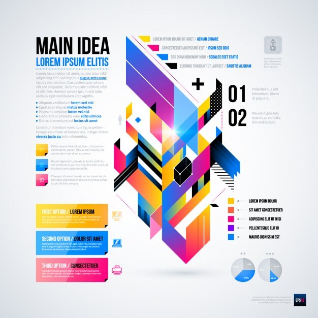 Infografica geometrica con diverse opzioni dinamiche