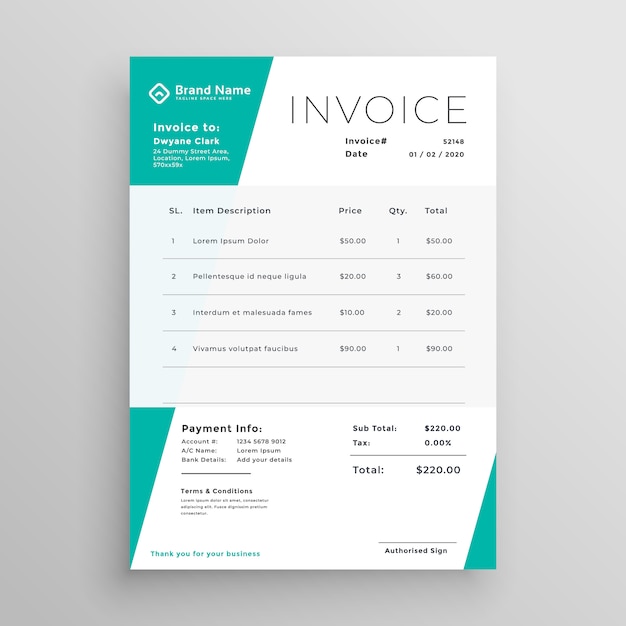 Free vector geometric invoice template design inminimal style