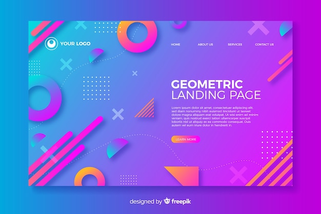 Geometric landing page with gradient