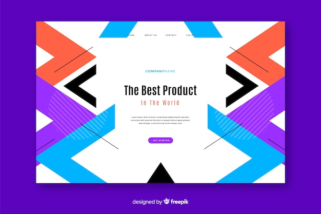 Geometric landing page with triangles