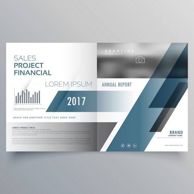 Free Vector geometric leaflet template with gray shapes