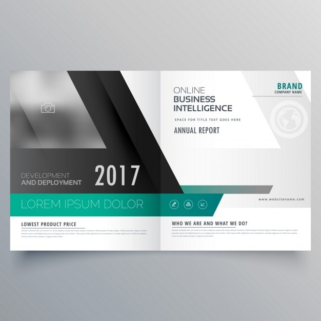 Free Vector geometric leaflet with green and black shapes