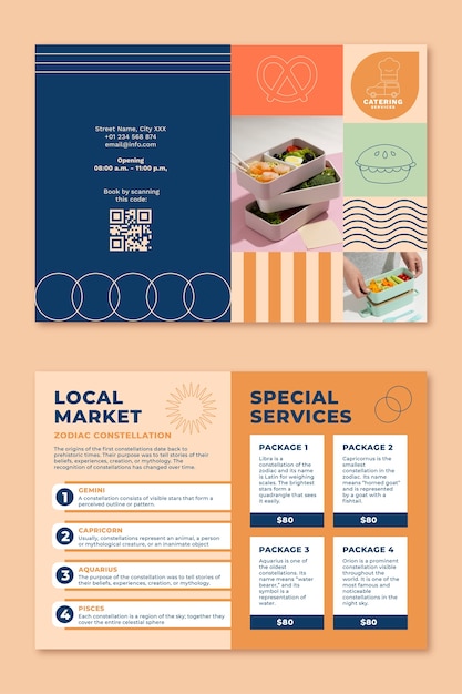 Free vector geometric linear catering brochure