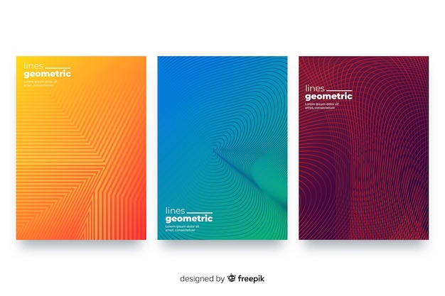 Free vector geometric lines brochure set