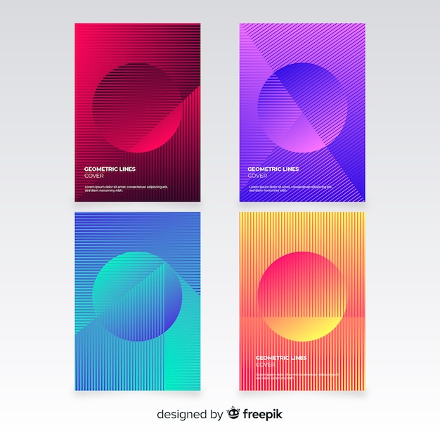 Free vector geometric lines brochure set